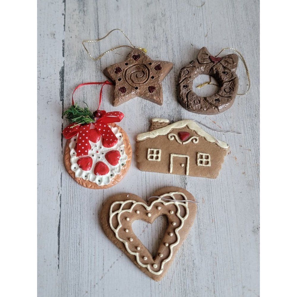 Gingerbread cookie heart house reap star variety ornament Xmas set